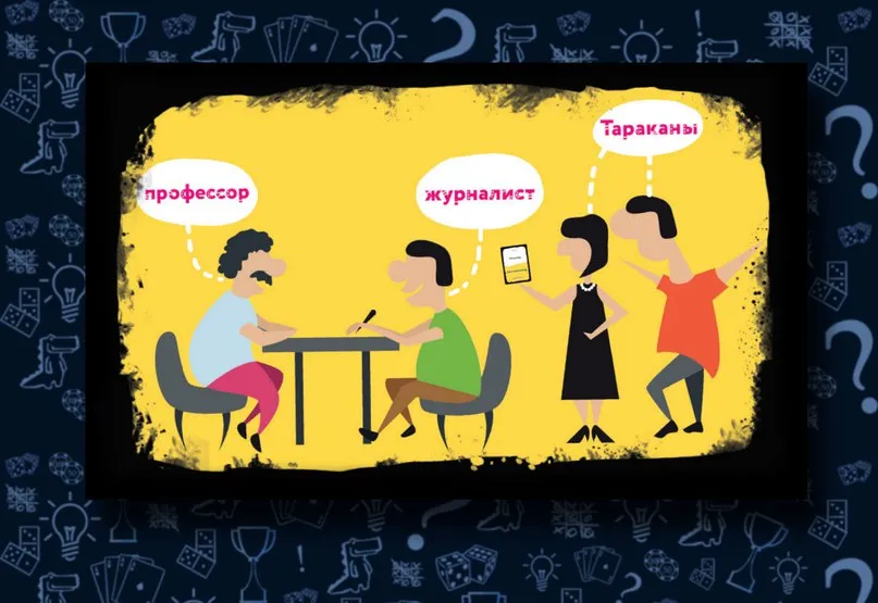 Расстановка игроков и компонентов настольной игры Сенсация Сумасшедший Профессор