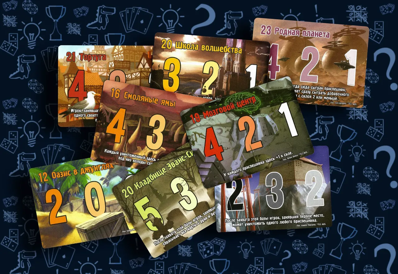 Игровые карты баз в настольной игре Замес