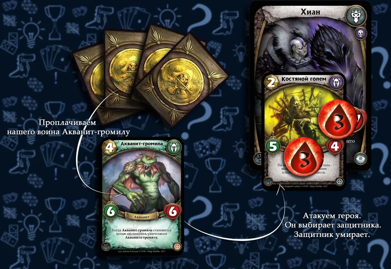 Игровая иллюстрация боевого столкновения в настольной игре Берсерк. Герои