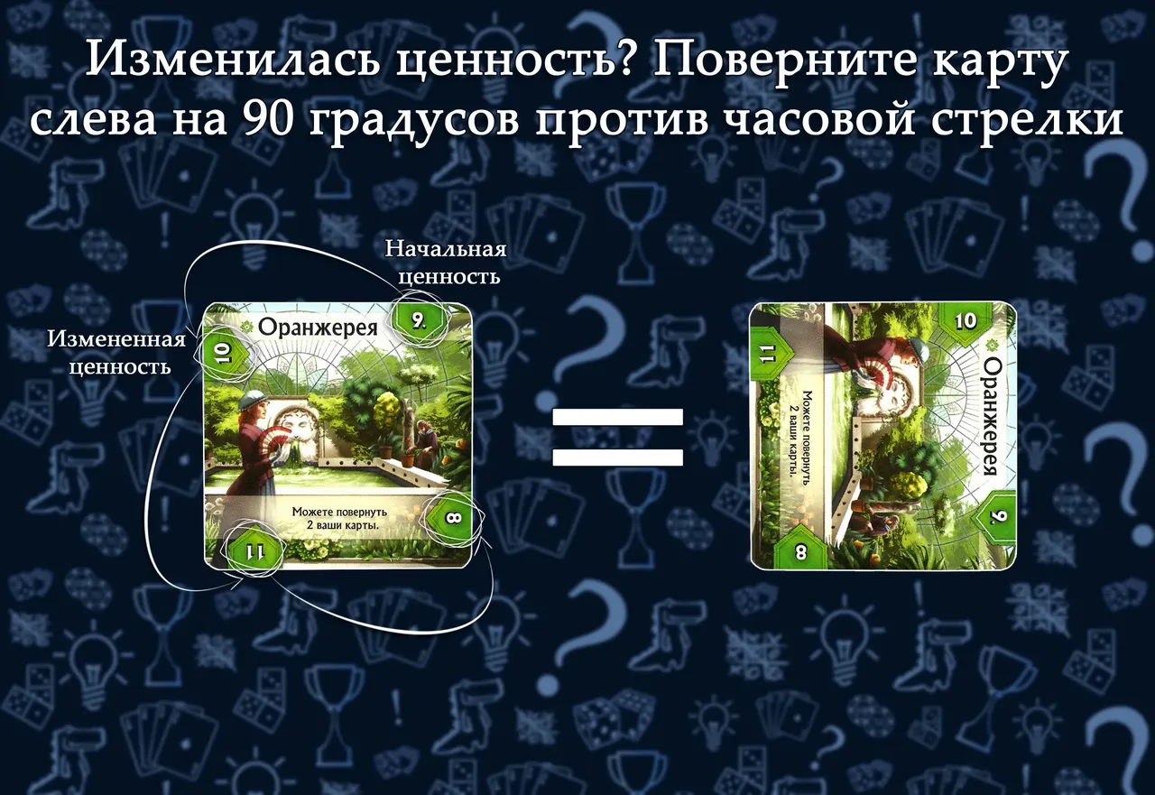Изменение ценности карт зданий в настольной игре Зодчие, пример сравнения
