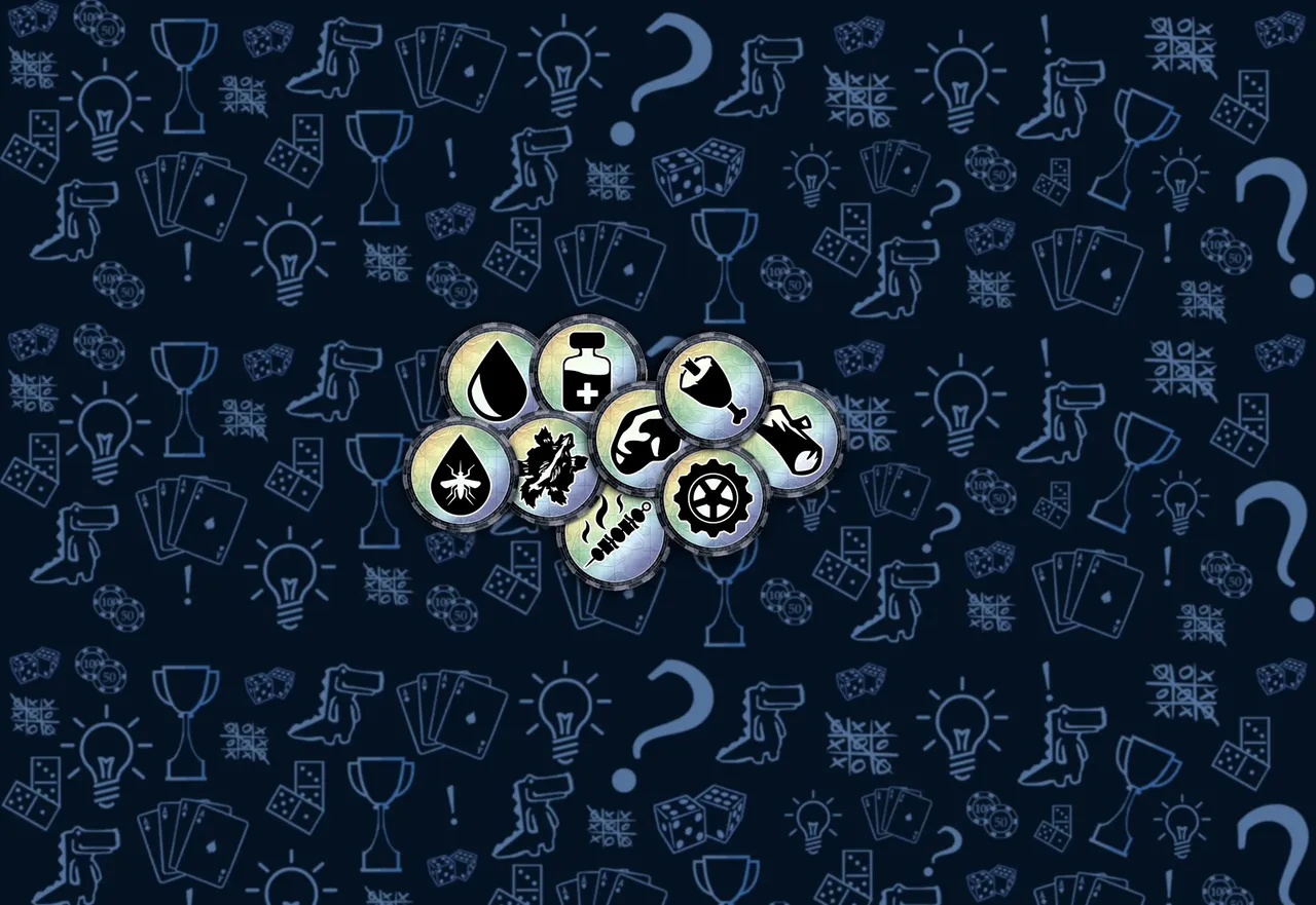 Жетоны ресурсов (еда, вода) в настольной игре Остаться в живых Неизведанные земли