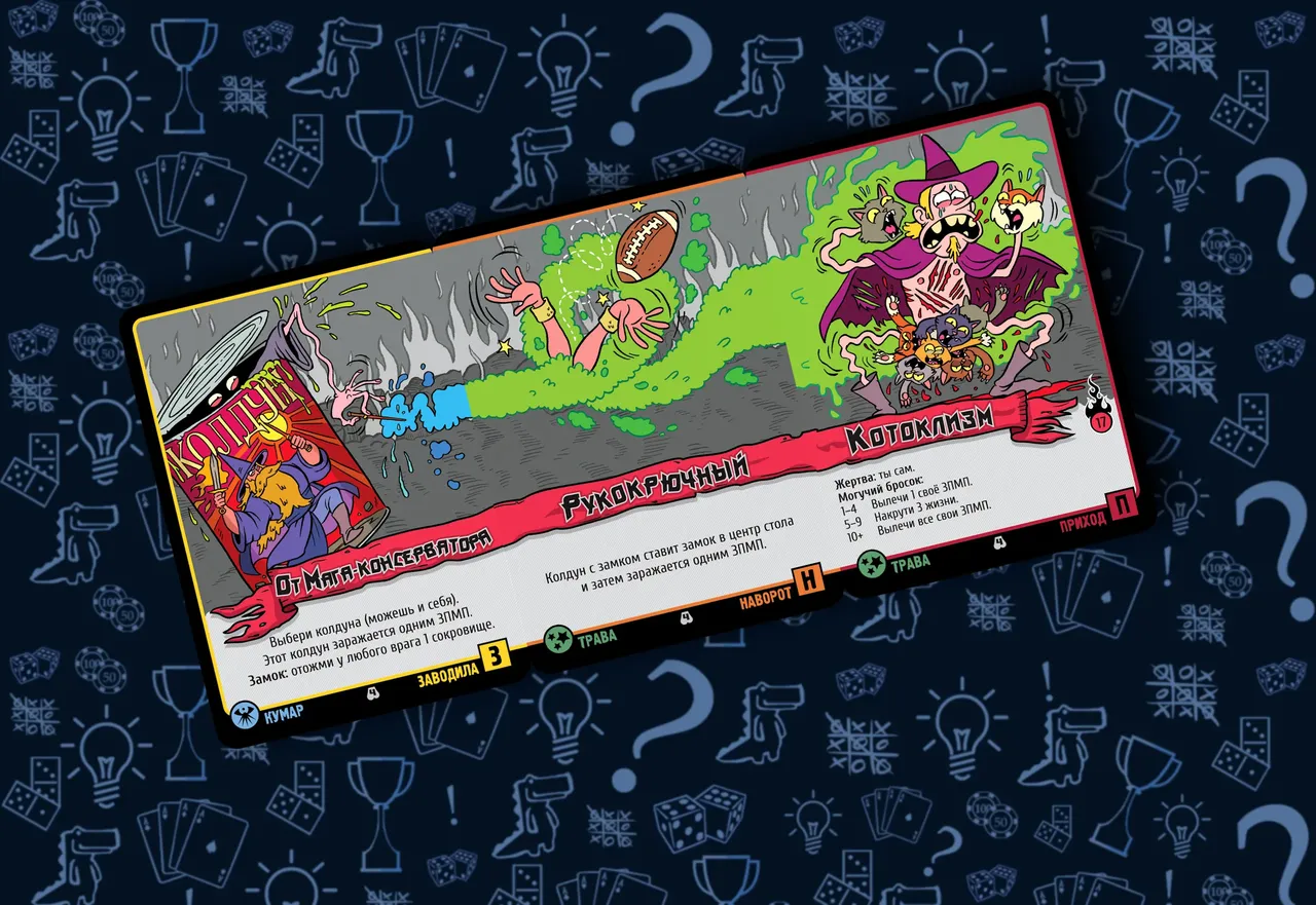 Комбинации карт заклинаний в настольной игре Эпичные схватки боевых магов Переполох в хоромах страсти