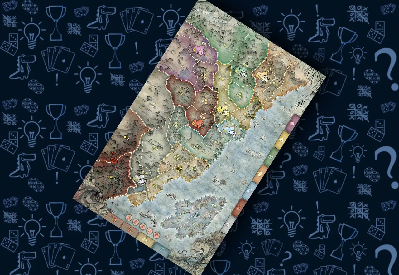 Игровое поле настольной игры Битва за Рокуган, карта регионов