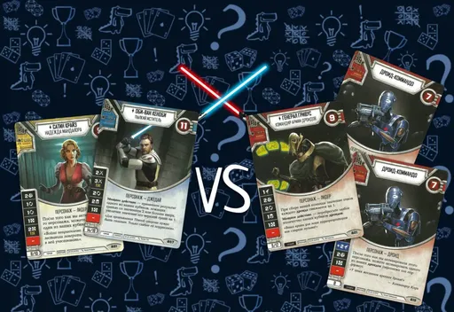 Сражение Оби-Вана Кеноби и Генерала Гривуса в настольной игре Star Wars Destiny