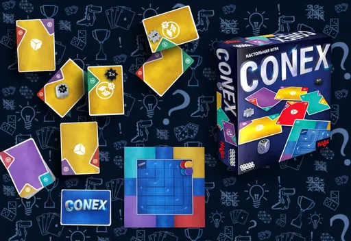 Настольная игра Conex, компоненты внутри коробки