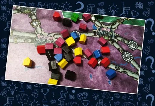 Настольная игра Энергосеть, новая редакция, фишки подключенных городов