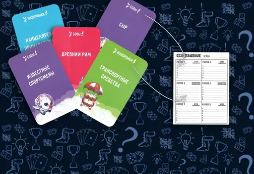 Настольная игра Совпадение, совы и жаворонки, команды