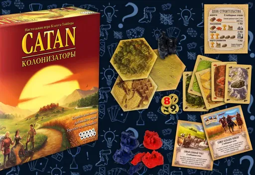 Catan (Колонизаторы) - содержимое коробки с компонентами