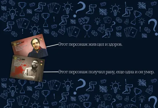 Смертельные материалы: Амнезия - карты персонажей и ранений